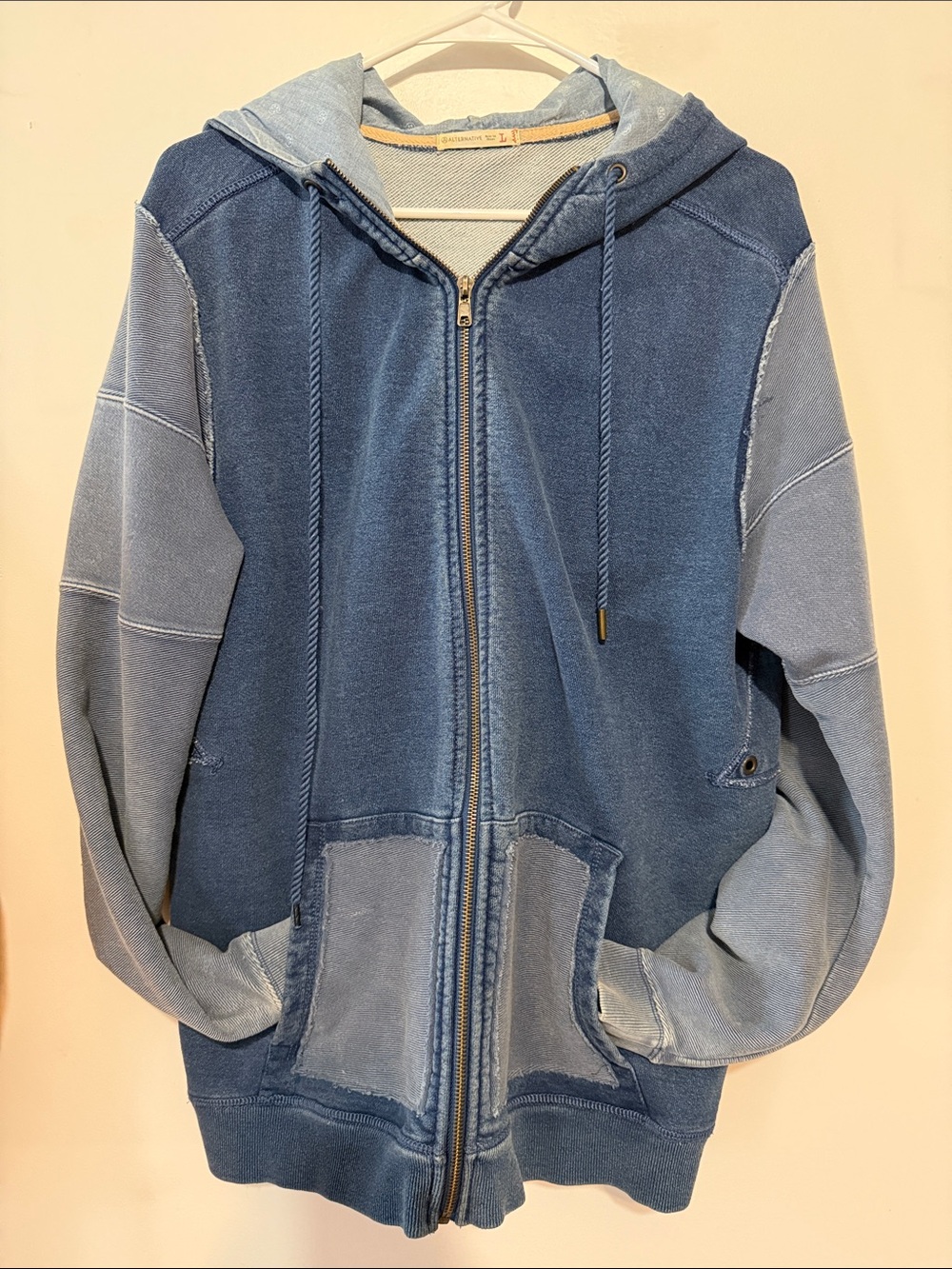 Two-Tone Blue Zip-Up Hoodie